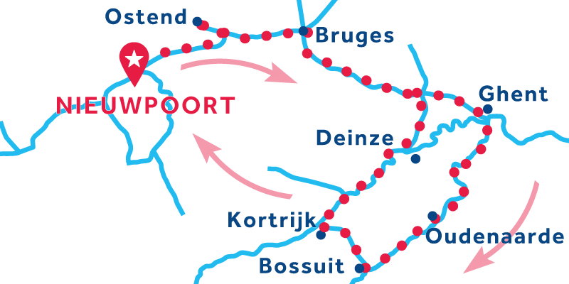 Nieuwpoort RETURN via Bruges, Ghent, Kortrijk & Oudenaarde