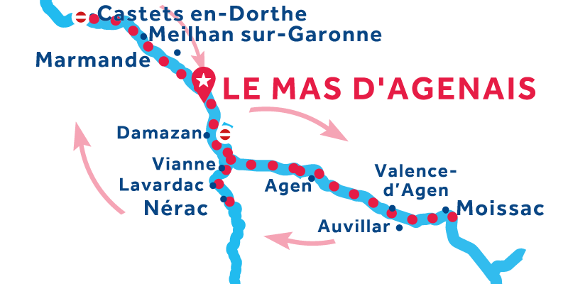 Le Mas-d'Agenais RETURN via Moissac, Nérac & Castets-en-Dorthe