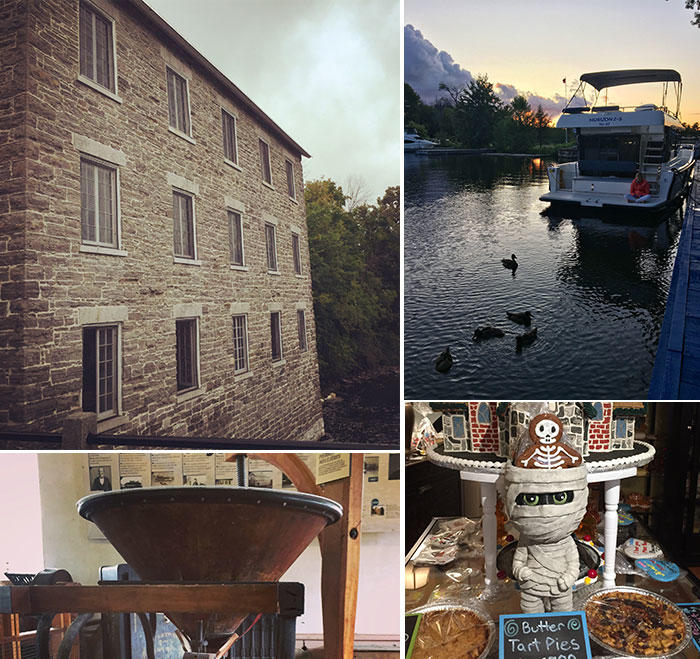Watson's Mill and sweets in Manotick and ducks at Long Island Lockstation with Le Boat