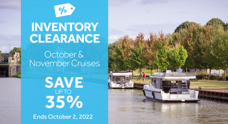Up to 35% off October & November cruises offer image with Horizon Boats in France in the background