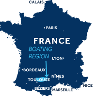 Map showing where Lot boating region is in France