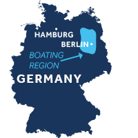 Map showing where the Mecklenburg & Bradenburg boating region is in Germany