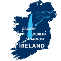 Die Karte zeigt, wo sich die Hausbootregion Shannon und Erne in Irland befindet. 