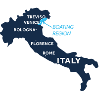 Map showing where the Venice and Friuli boating region is in Italy